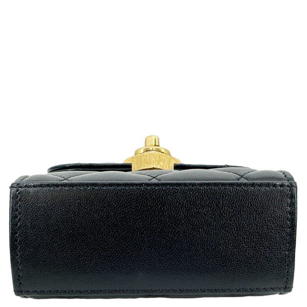 CHANEL Coco Love CC Heart Quilted Lambskin Leather Clutch With Chain Black