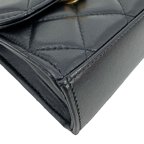 CHANEL Coco Love CC Heart Quilted Lambskin Leather Clutch With Chain Black