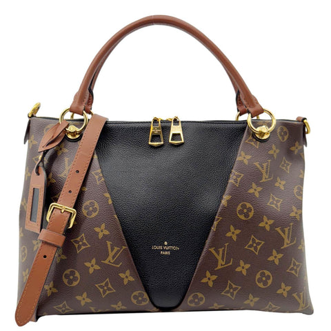 LOUIS VUITTON V MM Monogram Canvas Tote Bag Black