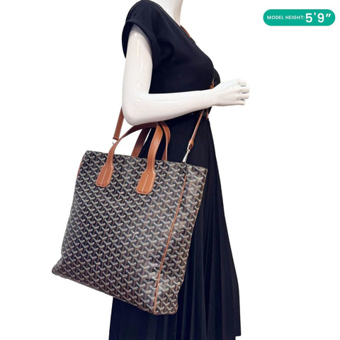 GOYARD Voltaire III Chevron Print Canvas Tote Bag Black