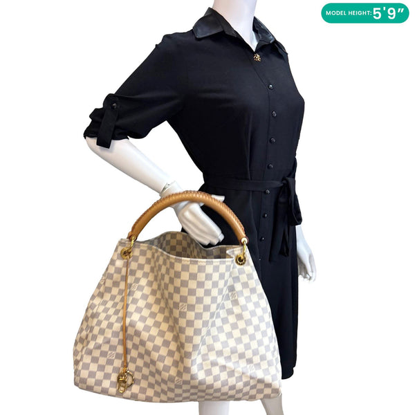 LOUIS VUITTON Artsy MM Damier Azur Hobo Bag White