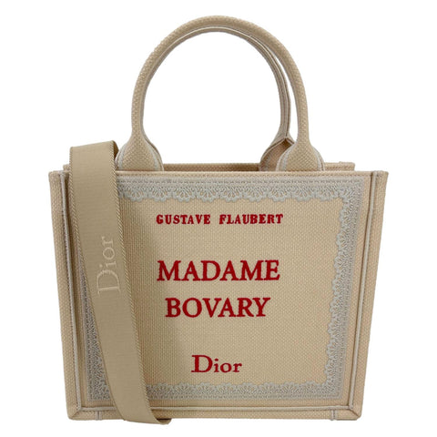 CHRISTIAN DIOR Book Small Madame Bovary Oblique Embroidered Lace Tote Bag Off White