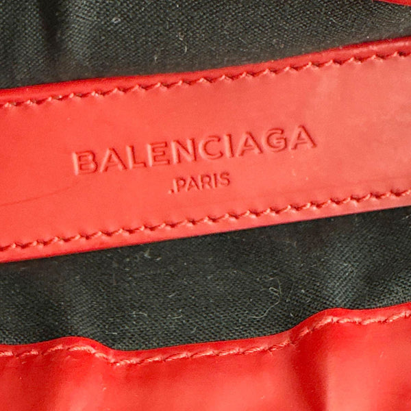 BALENCIAGA Studded Embossed Leather Zip Pouch Red