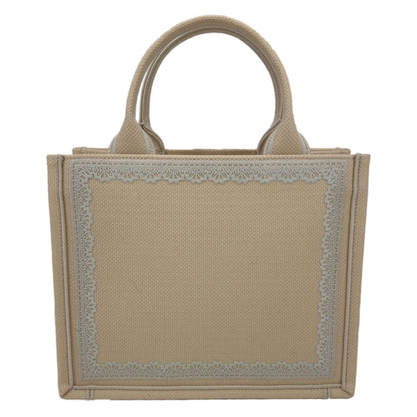 CHRISTIAN DIOR Book Small Madame Bovary Oblique Embroidered Lace Tote Bag Off White