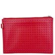 BALENCIAGA Studded Embossed Leather Zip Pouch Red