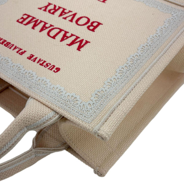 CHRISTIAN DIOR Book Small Madame Bovary Oblique Embroidered Lace Tote Bag Off White