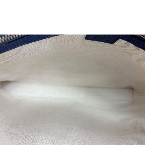 GUCCI Jumbo GG Leather Messenger Bag Blue 696009