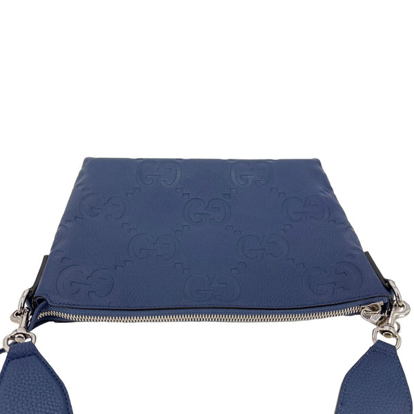 GUCCI Jumbo GG Leather Messenger Bag Blue 696009