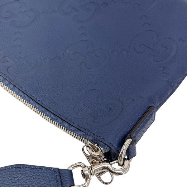 GUCCI Jumbo GG Leather Messenger Bag Blue 696009