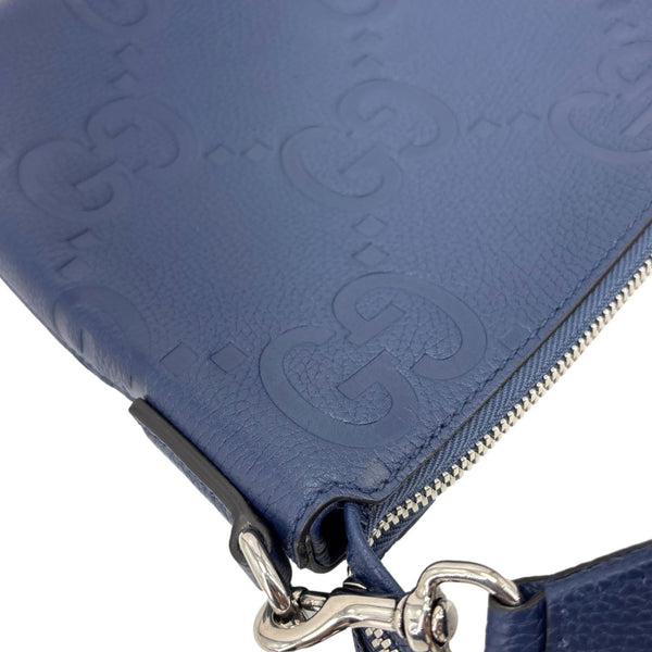 GUCCI Jumbo GG Leather Messenger Bag Blue 696009