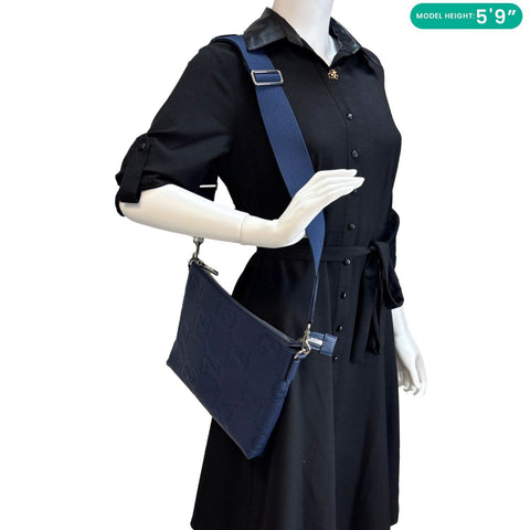 GUCCI Jumbo GG Leather Messenger Bag Blue 696009