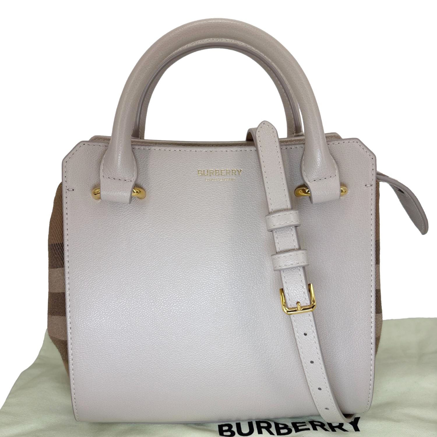BURBERRY Banwell Mini Calfskin Leather Tote Bag Beige
