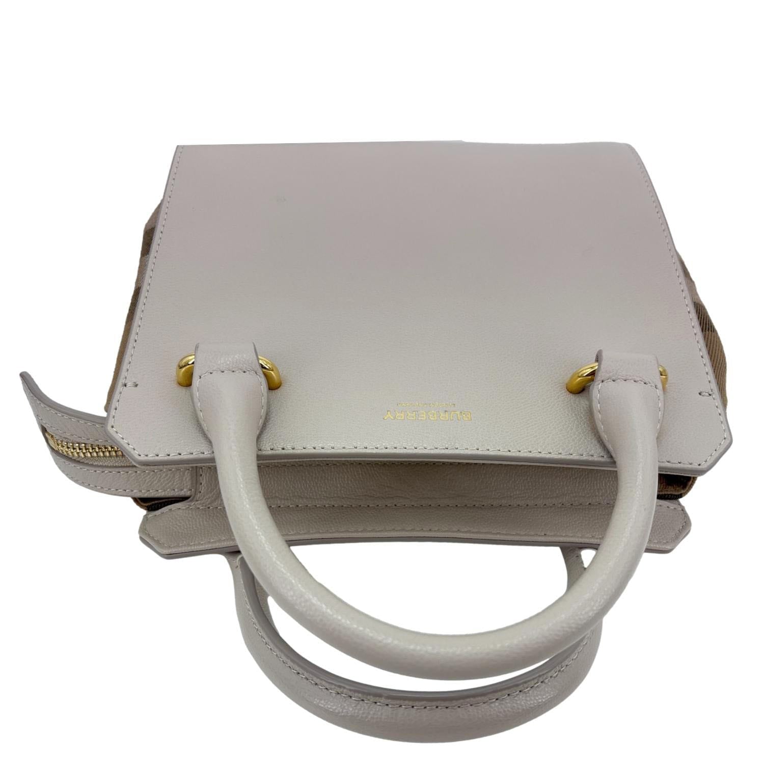 BURBERRY Banwell Mini Calfskin Leather Tote Bag Beige