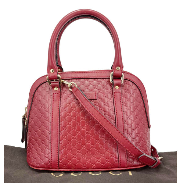 GUCCI Dome Mini Embossed Leather Crossbody Bag Red 449654