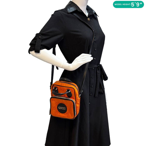 GUCCI Off The Grid Nylon Monogram Shoulder Bag Orange 625850