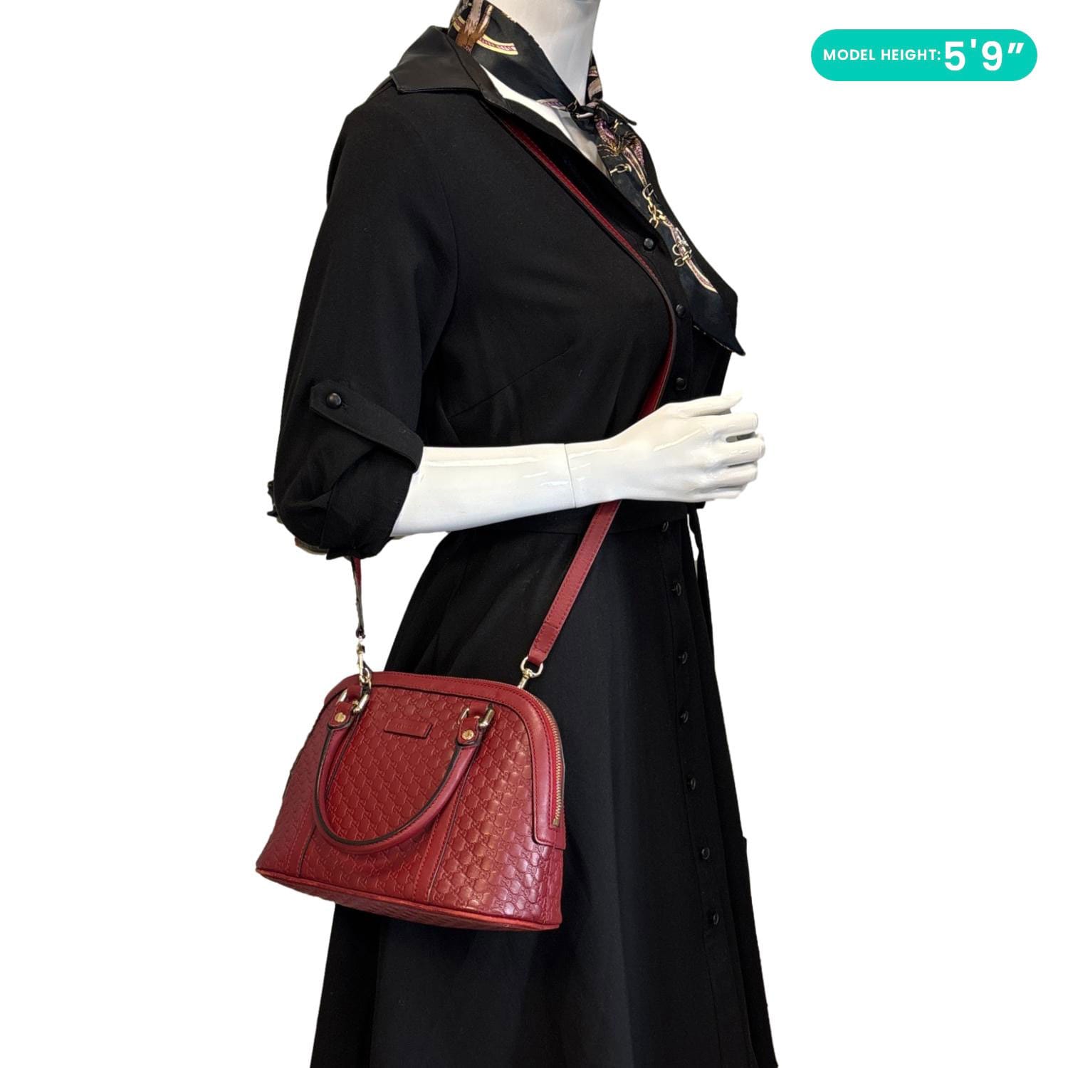 GUCCI Dome Mini Embossed Leather Crossbody Bag Red 449654