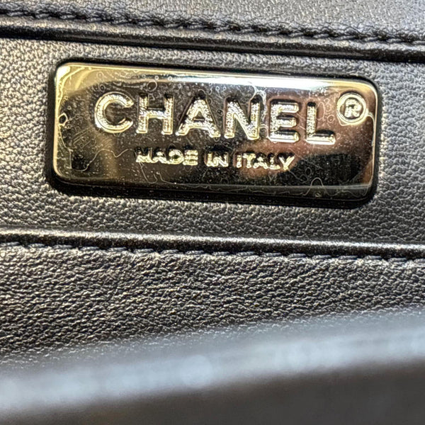 CHANEL Boy Strass Swarovski Leather Pouch Navy Blue