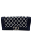 CHANEL Boy Strass Swarovski Leather Pouch Navy Blue