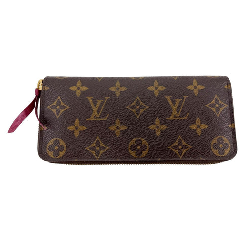 LOUIS VUITTON Clemence Monogram Canvas Zippy Wallet Brown