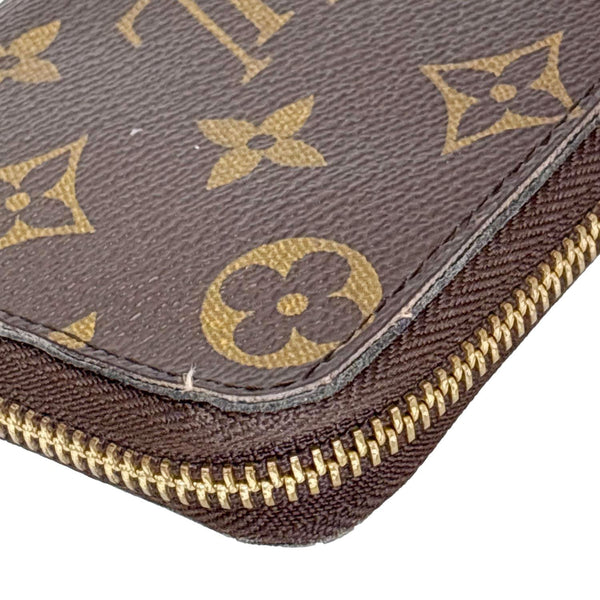 LOUIS VUITTON Clemence Monogram Canvas Zippy Wallet Brown