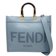 FENDI Sunshine Medium Leather Tote Bag Light Blue