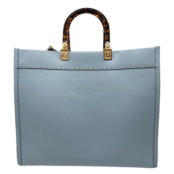 FENDI Sunshine Medium Leather Tote Bag Light Blue