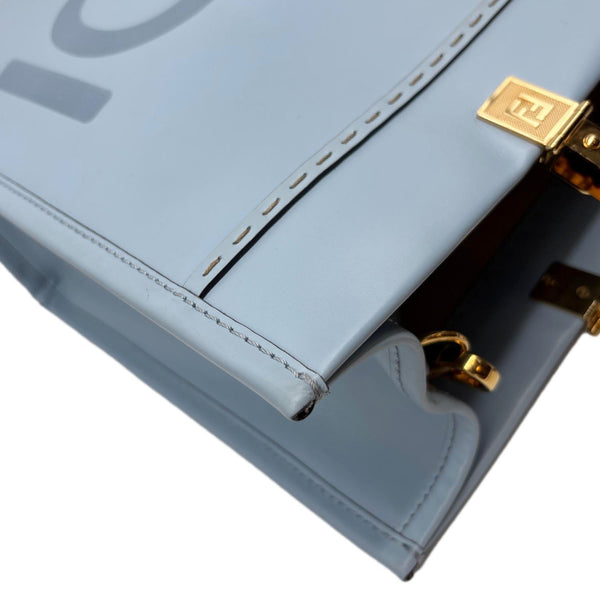 FENDI Sunshine Medium Leather Tote Bag Light Blue