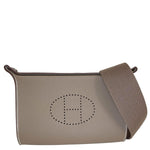 HERMES Videpoches Clemence Leather Crossbody Bag Beige