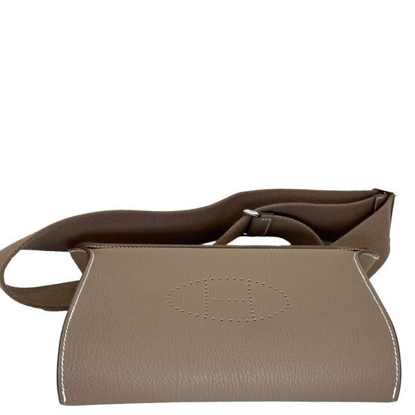 HERMES Videpoches Clemence Leather Crossbody Bag Beige