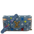 LOUIS VUITTON New Wave Embroidered Monogram Denim Chain Pochette Blue