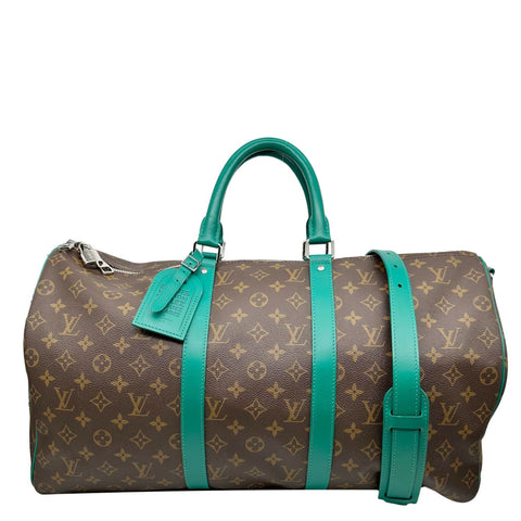 LOUIS VUITTON Keepall 50 Bandouliere Monogram Macassar Travel Bag Green