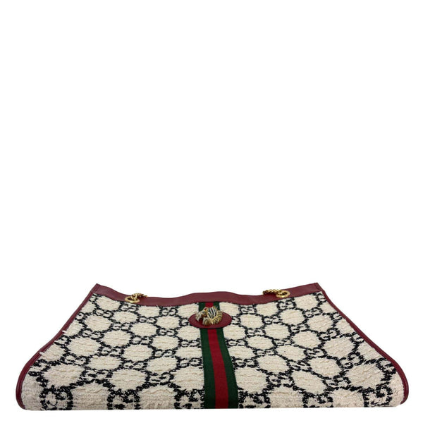 GUCCI Rajah Large GG Tweed Chain Tote Bag White 537219