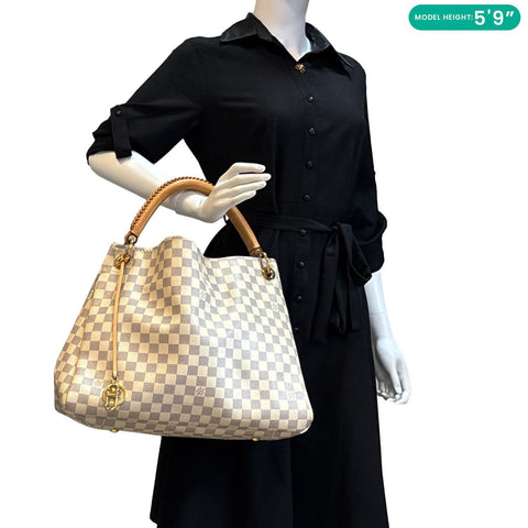 LOUIS VUITTON Artsy MM Damier Azur Hobo Bag White