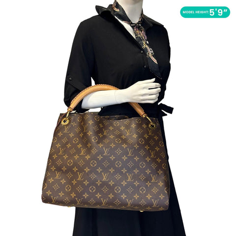 LOUIS VUITTON Artsy MM Monogram Canvas Hobo Shoulder Bag Brown