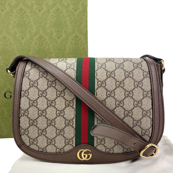 GUCCI Ophidia Small GG Supreme Canvas Crossbody Bag Beige 601044