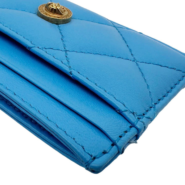 VERSACE Medusa Quilted Leather Card Case Blue
