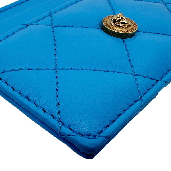 VERSACE Medusa Quilted Leather Card Case Blue