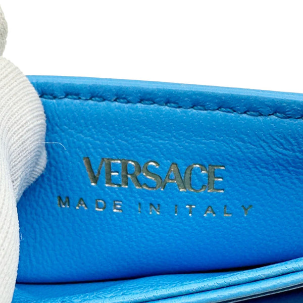 VERSACE Medusa Quilted Leather Card Case Blue