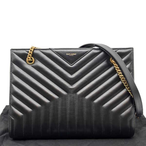 YVES SAINT LAURENT Tribeca Medium Quilted Leather Shopping Tote Bag Black