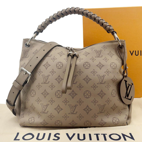 LOUIS VUITTON Beaubourg Mahina MM Leather Hobo Shoulder Bag Galet