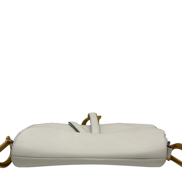 CHRISTIAN DIOR Saddle Smooth Calfskin Leather Satchel Bag Off White