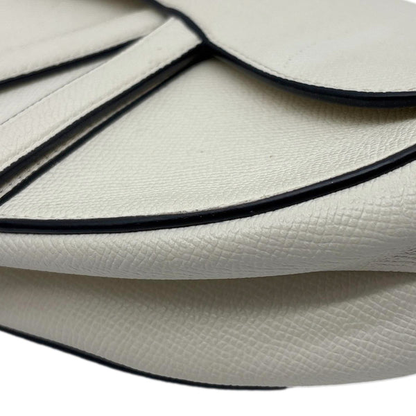 CHRISTIAN DIOR Saddle Smooth Calfskin Leather Satchel Bag Off White