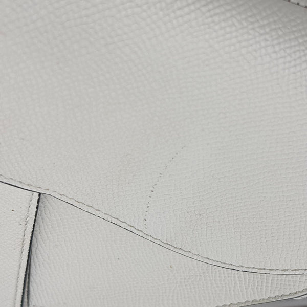 CHRISTIAN DIOR Saddle Smooth Calfskin Leather Satchel Bag Off White