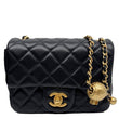 CHANEL Pearl Crush Square Flap Mini Quilted Lambskin Leather Shoulder Bag Black
