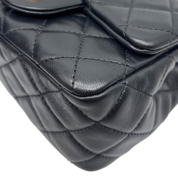 CHANEL Pearl Crush Square Flap Mini Quilted Lambskin Leather Shoulder Bag Black