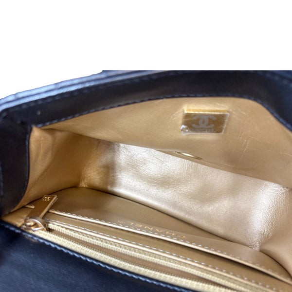CHANEL Pearl Crush Square Flap Mini Quilted Lambskin Leather Shoulder Bag Black
