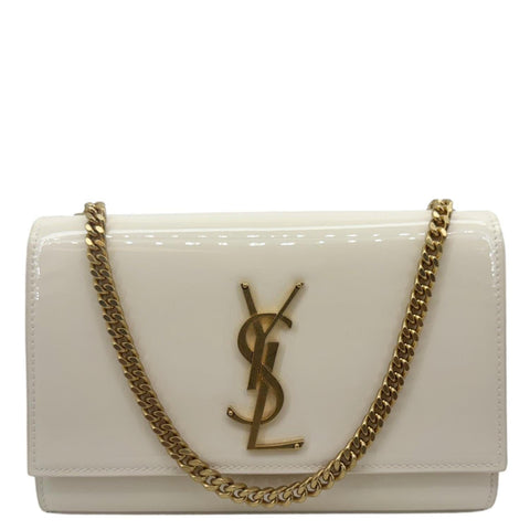 YVES SAINT LAURENT Kate Small Patent Leather Crossbody Bag Off White