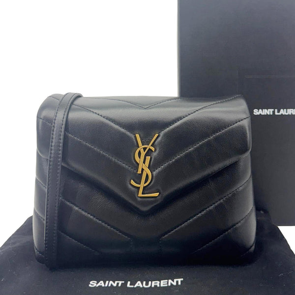 YVES SAINT LAURENT Loulou Toy Calfskin Leather Crossbody Bag Black
