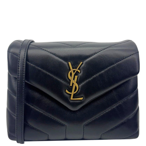 YVES SAINT LAURENT Loulou Toy Calfskin Leather Crossbody Bag Black