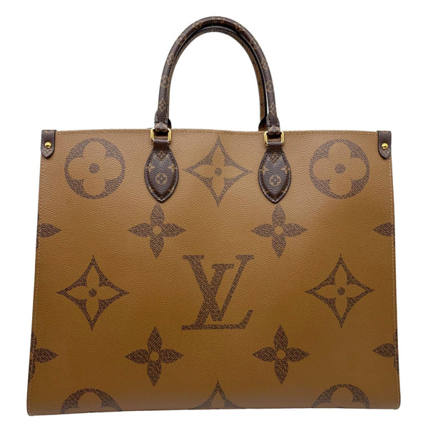 LOUIS VUITTON Onthego GM Giant Monogram Reverse Canvas Tote Shoulder Bag Brown